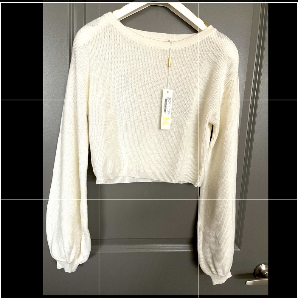 MESHKI Crystal cropped knitted sweater jumper NWT  XS/S